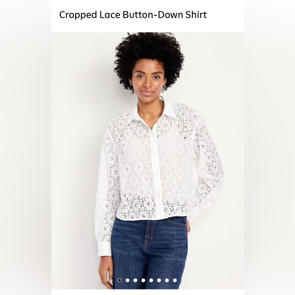 Old Navy White Lace Cropped Blouse